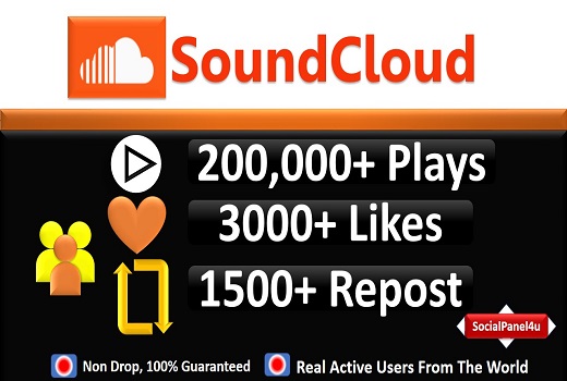SOUNDCLOUD PROMOTION – 200,000 USA / Worldwide Plays + 3000 Likes + 1500 Repost, non drop guaranteed