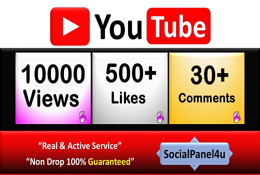 Get 10,000+ YouTube Video Views 500+ Likes 
 & 30 Comments From REAL  A+ Country Viewers, Good Retention, Non Drop / Life Time Guarantee