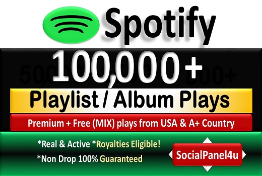 Get 100,000+ Premium Plays From HQ Account & A+ Country USA or 𝐔𝐒𝐀/𝐂𝐀/𝐄𝐔/𝐀𝐔/𝐍𝐙/𝐔𝐊, Real and Active Users  Guaranteed