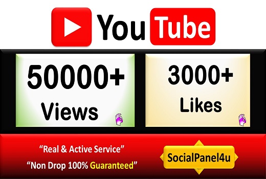 Get 50,000+ YouTube Video Views 3000+ Likes From REAL  A+ Country Viewers, Good Retention, Non Drop / Life Time Guarantee