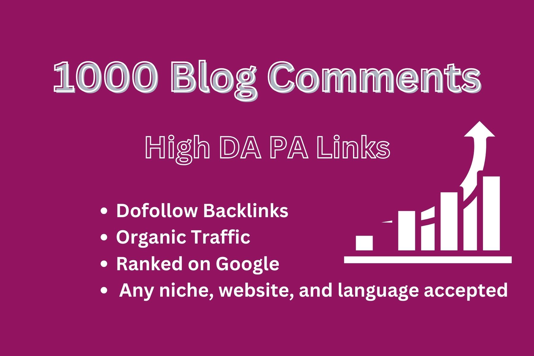 Get 1000 blog comment backlinks for increased link juice and faster Google indexing with GSA SER Blast SEO.