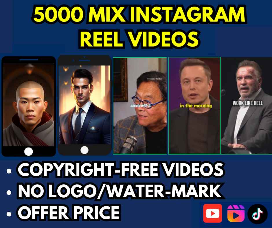 5000 copyright-free viral mix Instagram reels & YouTube shorts bundle