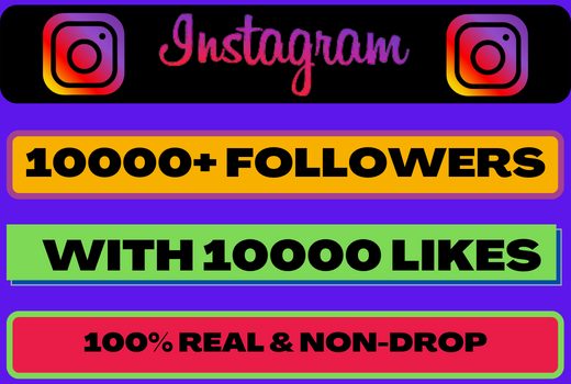 You will get 10000+ Instagram followers + 10000+ post likes lifetime guarantee Nondrop