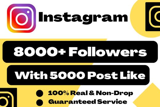 You will get 8000+ Instagram follower + 5000 post likes lifetime guarantee