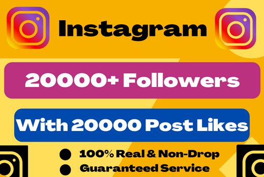 You will get 20000+ Instagram follower + 20000+ post likes lifetime guarantee
