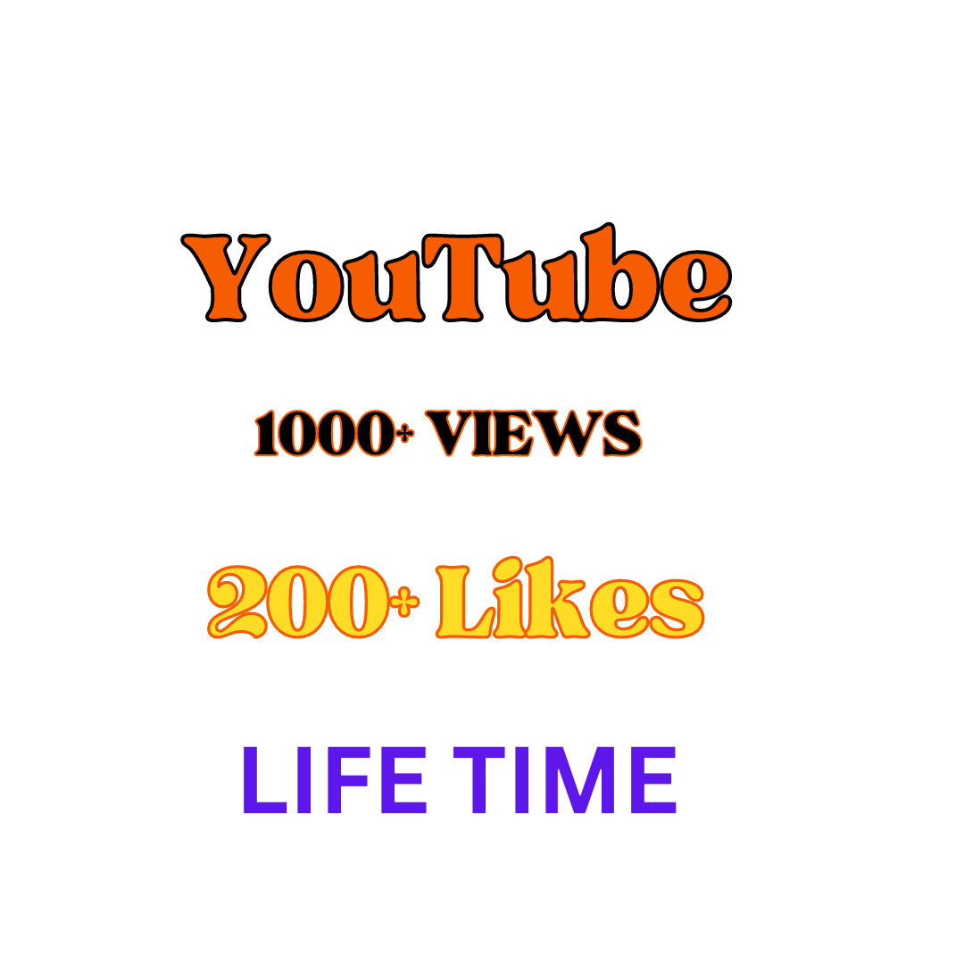 You will get 1000+ YouTube Video Views on YouTube channel + FREE 200+ Likes Life Time