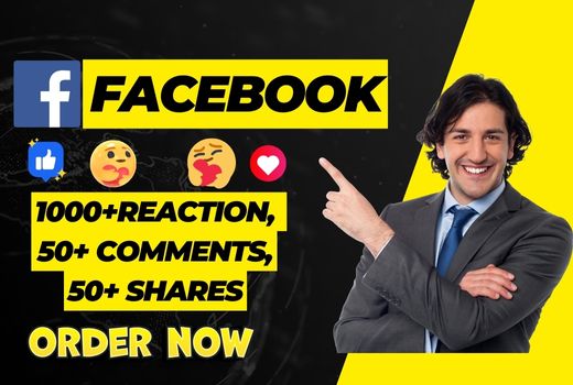 Turbocharge Your Facebook Engagement: 1000+ Reaction, 50+ Comments, and 50+ Shares – Refill Guaranteed!