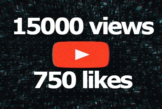 15000 YouTube views with 750 likes