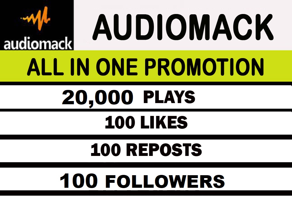 20,000 Audiomack plays with 100 Likes, 100 Reposts, 100 Followers