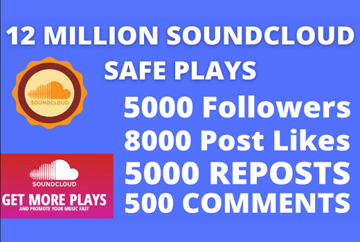 3 MILLION SOUNDCLOUD SAFE PLAYS with 700 Followers +3000 LIKES 1500 REPOSTS