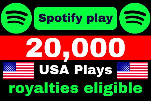 Get 20,000 to 22,000 Spotify USA Plays from TIER 1 countries, Real and active users, and Royalties Eligible permanent guaranteed