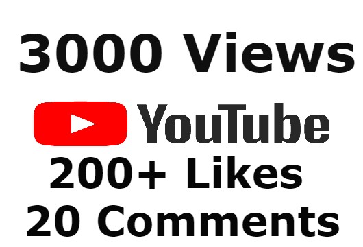 3000+ YouTube Views,200+ Likes & 20 Custom Comments Lifetime Guaranteed. INSTANT START