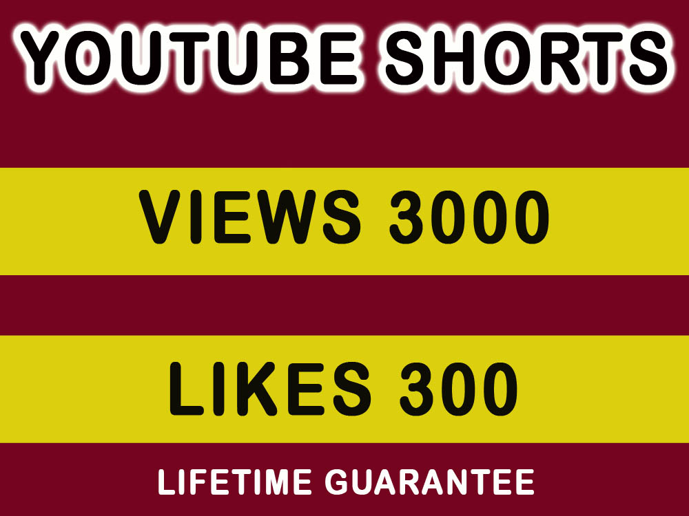 3000 YouTube shorts views with 300 likes
