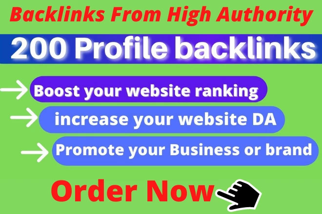 I will create Manually 200 white hat SEO Do Follow Profile Backlinks  for your Website Ranking