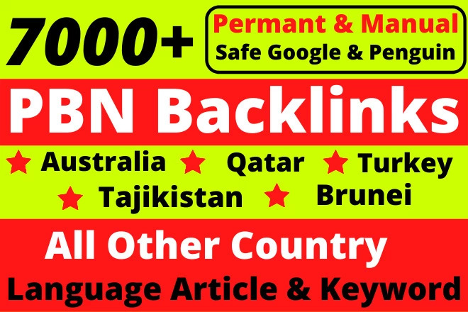 7000+ Qatar –  Australia – Tajikistan – Brunei – Turkey All Other Country Language Article & Keywords PBN Web 2.0 Backlinks High DA PA TF CF