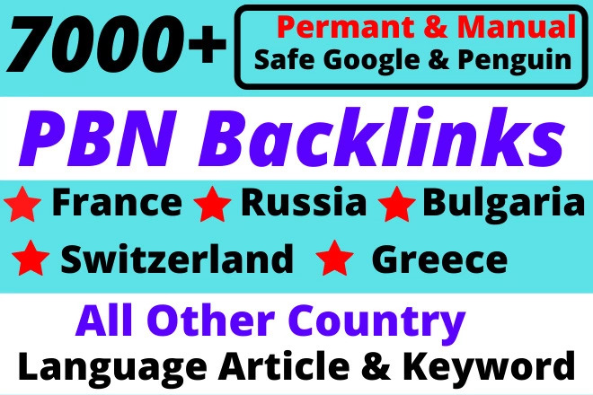7000+ France – Switzerland – Russia – Bulgaria – Greece All Other Country Language Article & Keywords PBN Web 2.0 Backlinks  High DA PA TF CF