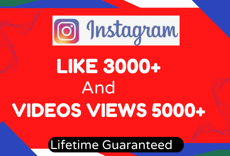 I Will provide 3000+ Instagram Post Like & 5000+ Video Views, Non-drop & Lifetime Guaranteed