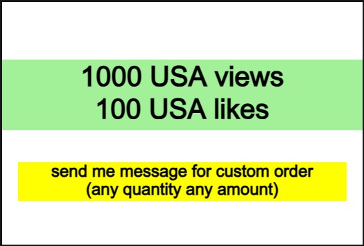 1000 USA views for YouTube with 100 USA likes