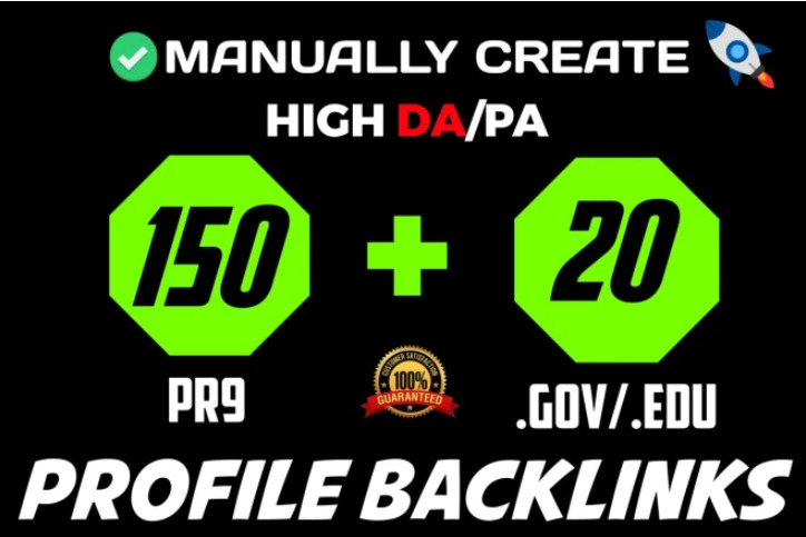 Create Pr9 150, Edu Gov 20 high da pa manually create backlinks