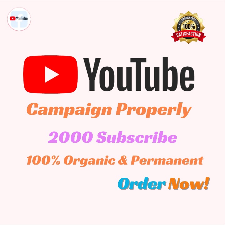 1k Youtube Subscribers Organic Growth,  100% Real & Permanent,  Non Drop.