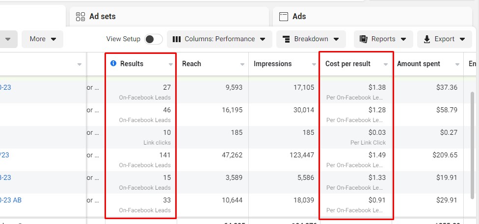 Facebook Ads campaign for sales and leads