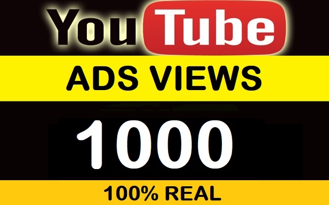 1000 YouTube Advertising/ Adword Views. Real, For all length videos