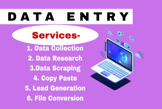 I will do data entry, file conversion, excel data entry, data collection, web research as your virtual assistant for 4$.