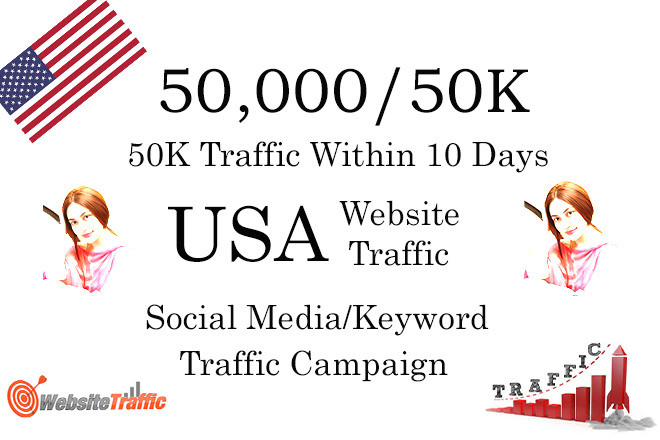 I will Drive 50K Social Media OR Keyword Targeted USA Traffic within 10 days.