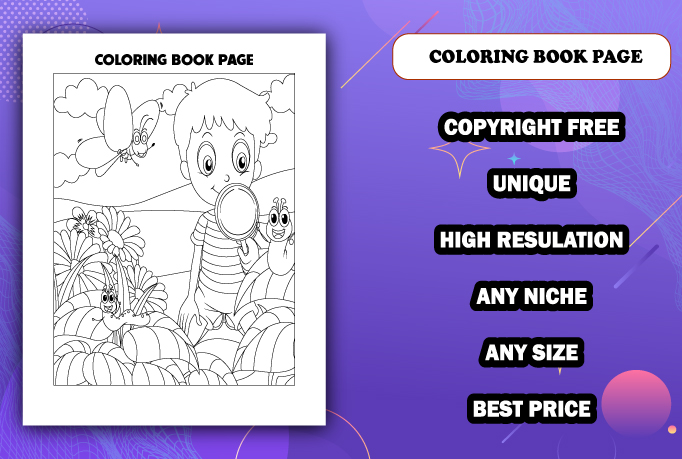 I will draw any coloring book page on any theme for children or KDP