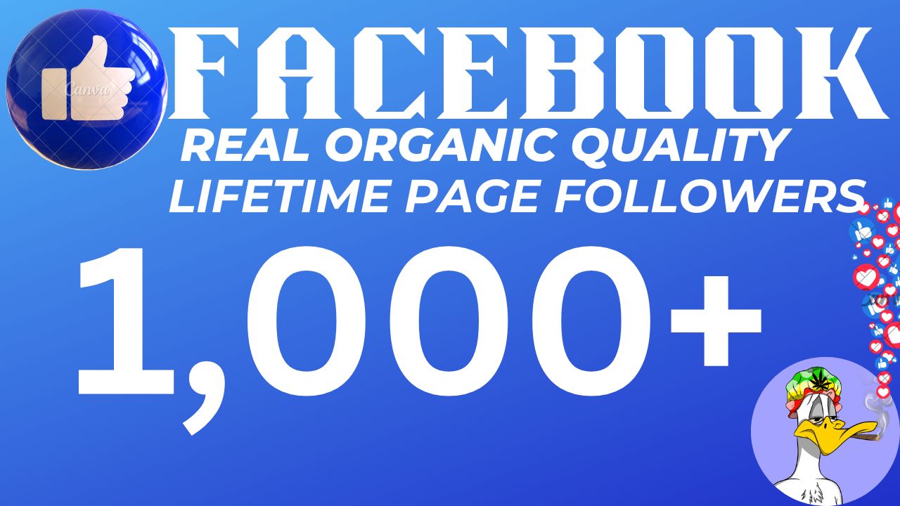 1,000+ Facebook Page Real Organic Quality Followers. 100% Guaranteed Non-Drop