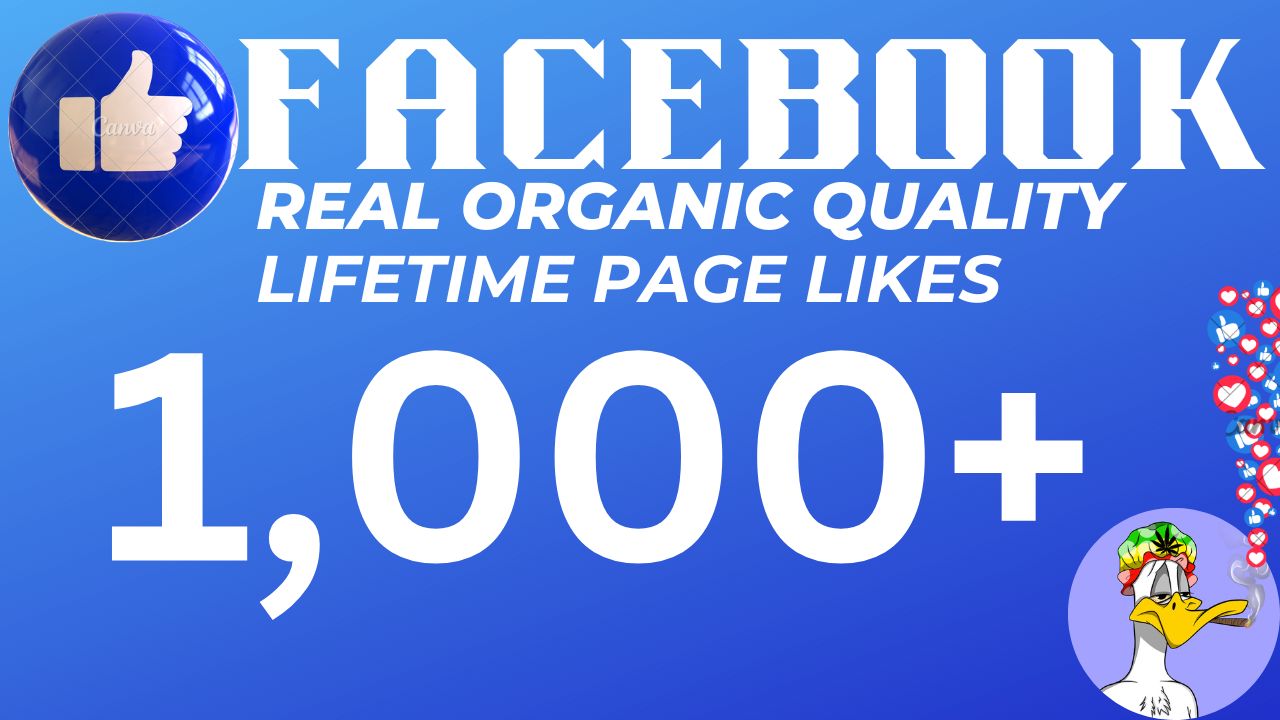 1,000+ Facebook Page Real Organic Quality Likes. 100% Guaranteed Non-Drop
