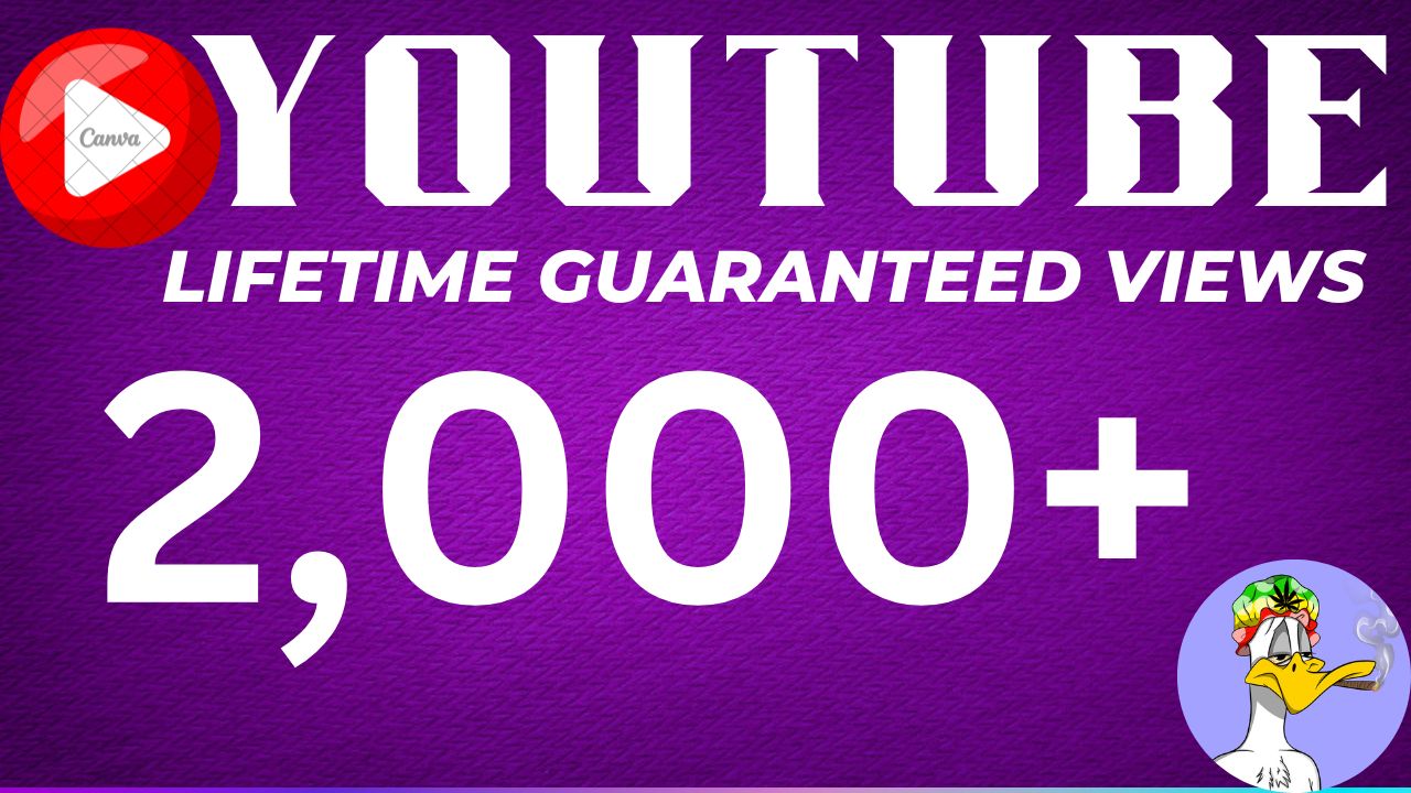 2,000 YouTube Lifetime Guaranteed Views. Non-Drop
