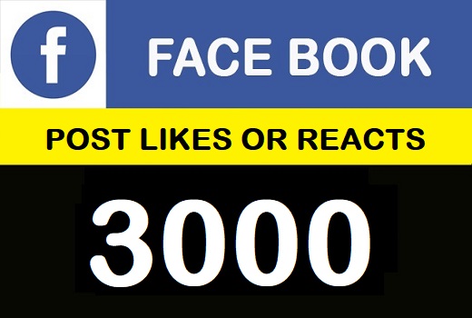 3000+ Facebook post likes or reacts