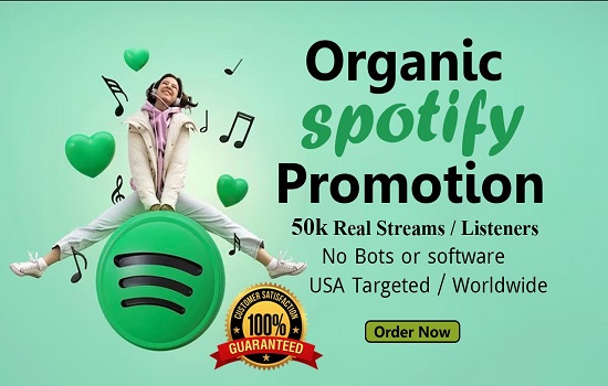 I will do your Spotify promotion to increase 2k monthly listeners or 5k Stream/Play/Saves