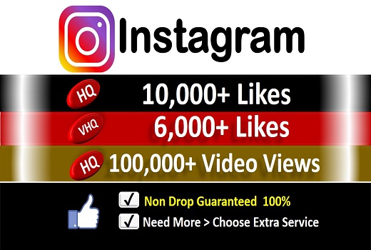 Instant 10k HQ or 6k+ VHQ  Instagram Post Likes or 100k VIews, Service Split-able, Guaranteed service