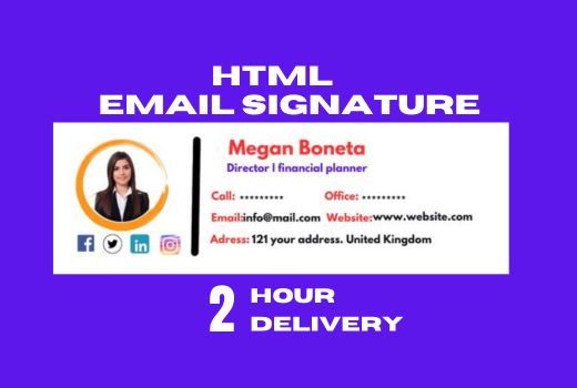 I will prefessionally clickable HTML email signatures within 2 hours delivery.