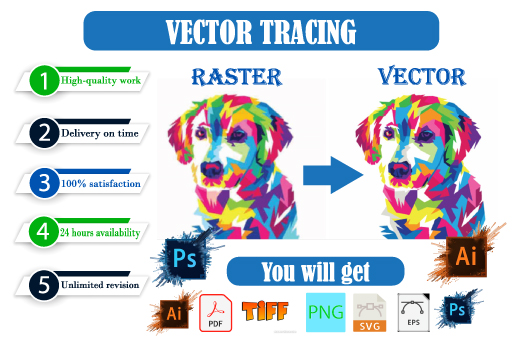 I will do vector tracing, redesign logo to AI, EPS, SVG, PNG, PDF