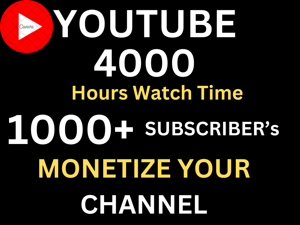 You will get Real and Organic 1000 YouTube subscribers and 4000 watch hours