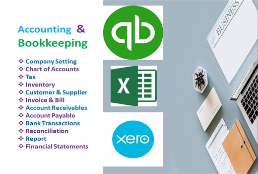 I will do accounting and bookkeeping in quickbooks online and xero with excel