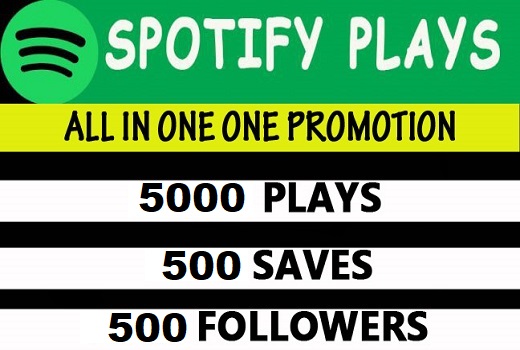 Spotify 5000 plays, 500 saves, 500 followers promotion