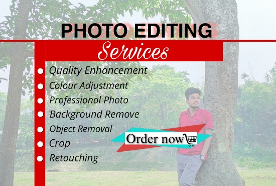 I will edit your photos professionally, enhance, colour adjustment, cropping, bg removal, retouching and so on.