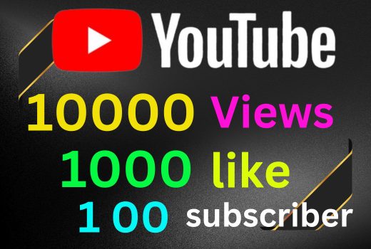 ”Big package” 10000 YouTube Views 1000 like with 100 Subscriber