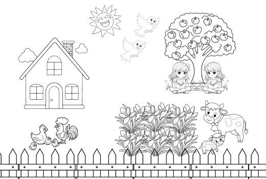 I will draw 10 coloring book pages for children