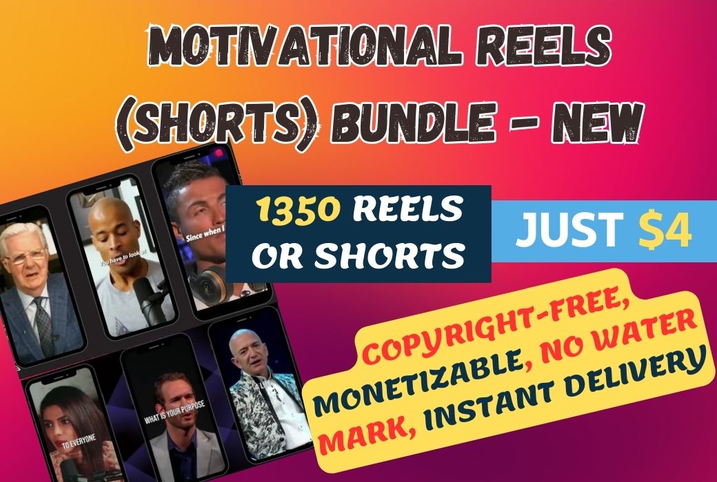 I Will Provide 1350 Motivational Reels Bundle (English) – Copyright-Free, Monetizable, No Water Mark, Instant Delivery