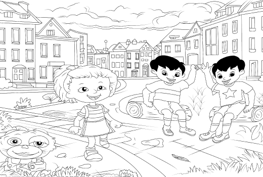 I will draw children coloring book page for kids