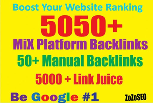 5050+ Mix Platform Backlinks Web2, Profile, Wiki, Bookmark, Edu, Gov & 5000+ Tier2 Link Juice