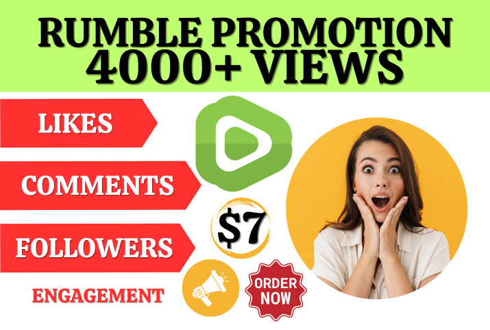 💥 Real 4000+ Rumble video views with likes, followers, comments engagement 📢 Promote and boost your Rumble video for channel growth