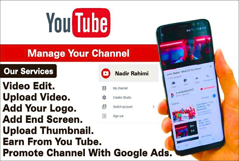 I will be your youtube manager, video editor, channel promoter