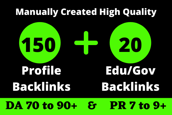 150 Pr9 + 20 EDU-Gov High Authority Do follow Profile Backlinks