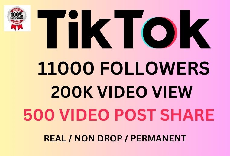 7561Get 7000+ TikTok Followers, 200k Views, 500 video post Share , High Quality, Lifetime Guaranteed , Real , Non Drop and PERMANENT